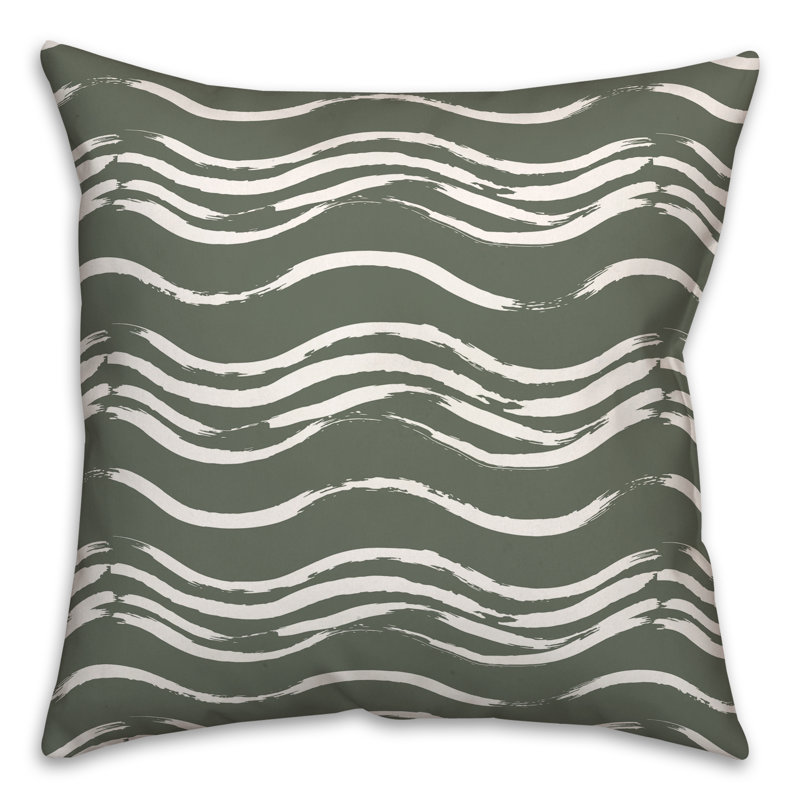 Coussin extérieur Black Waves, H 18 po x l 18 po, Sauge