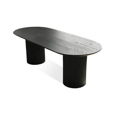 Black Oval Solid Wood Dining Table
