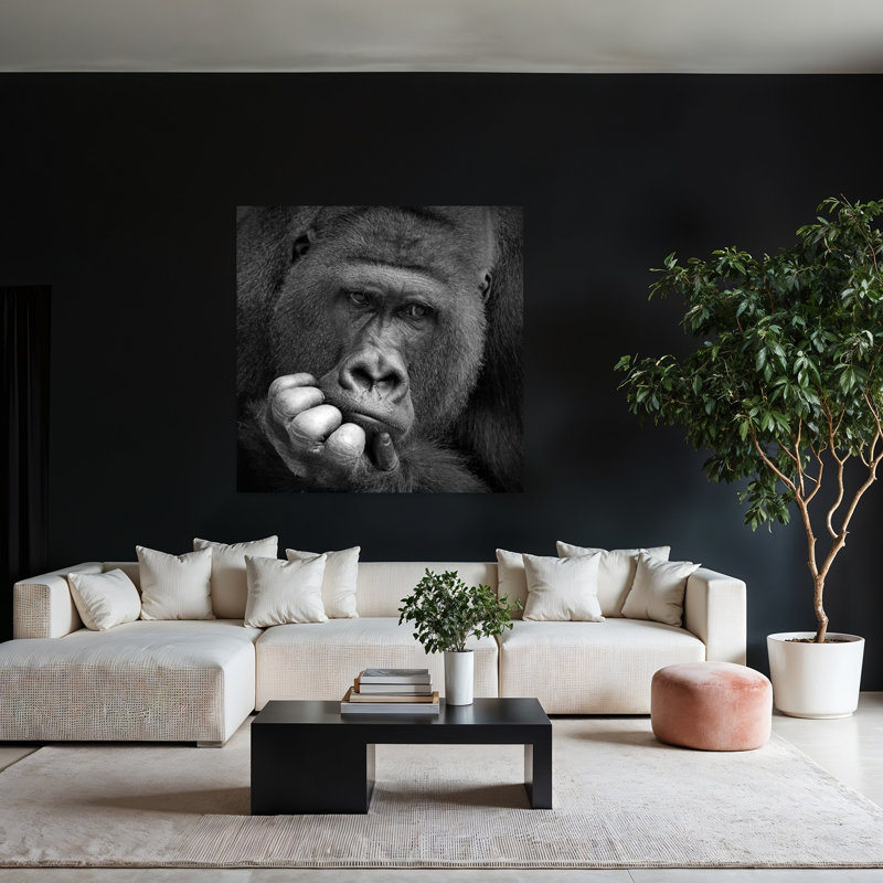 Art contemporain singe gorille contemporain, H 48 po x l 48 po