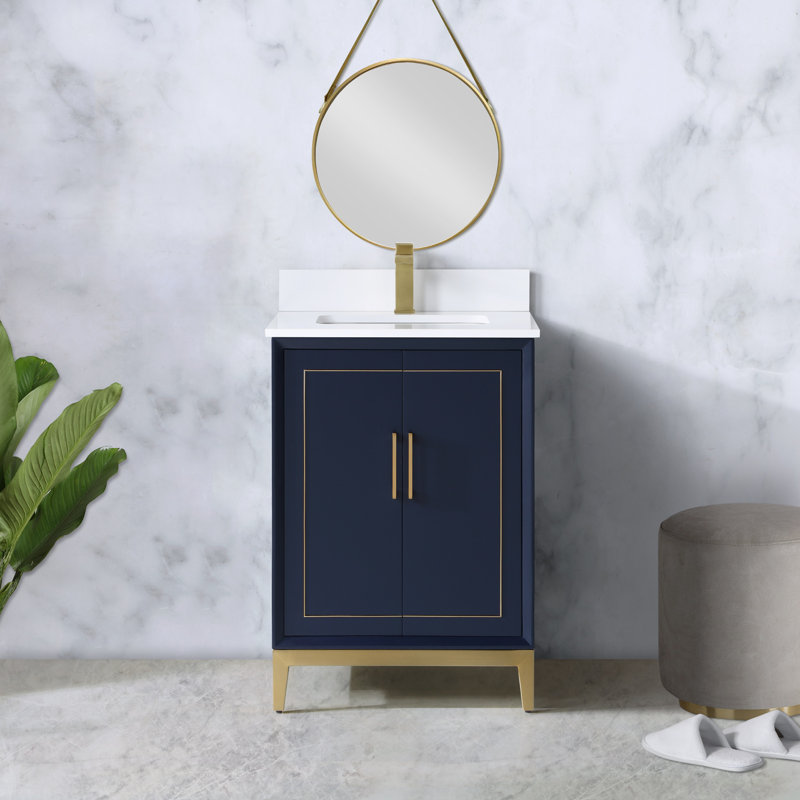 Gracie 24'' W Single Vanity, Pacific Blue, Carrara Marble/Single Faucet Mount