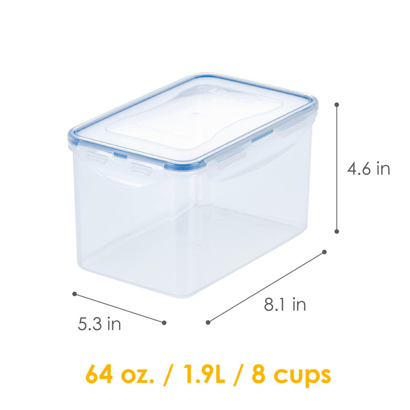 Clear Rectangular 1.9L Glass Meal Prep Container with Locking Lid