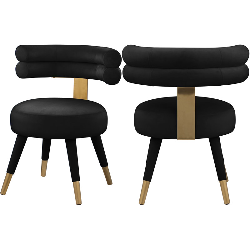 Chaise d'appoint rembourrée en velours Reimers, Velours noir