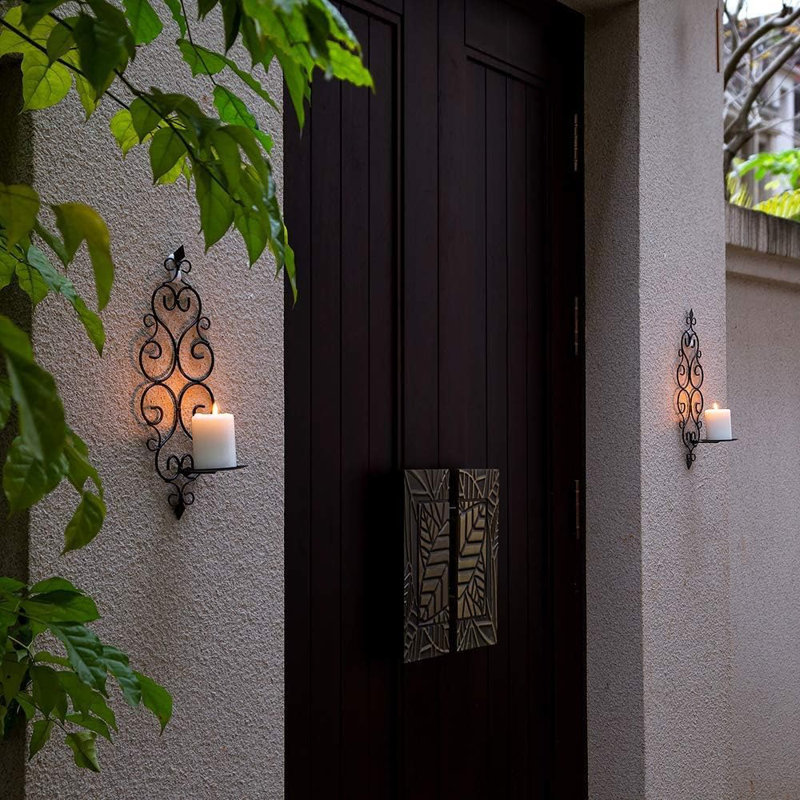 Iron Wall Candle Sconce Holder Set Of 2 Black