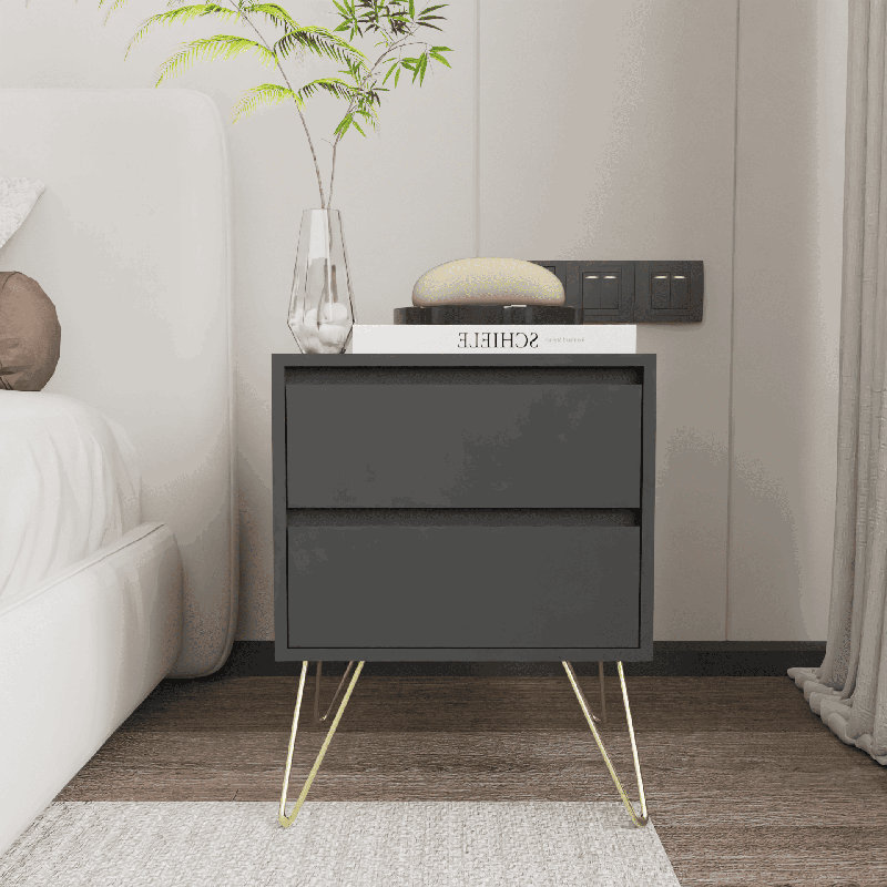 45cm W Manufactured Wood Bedside Table, Grey