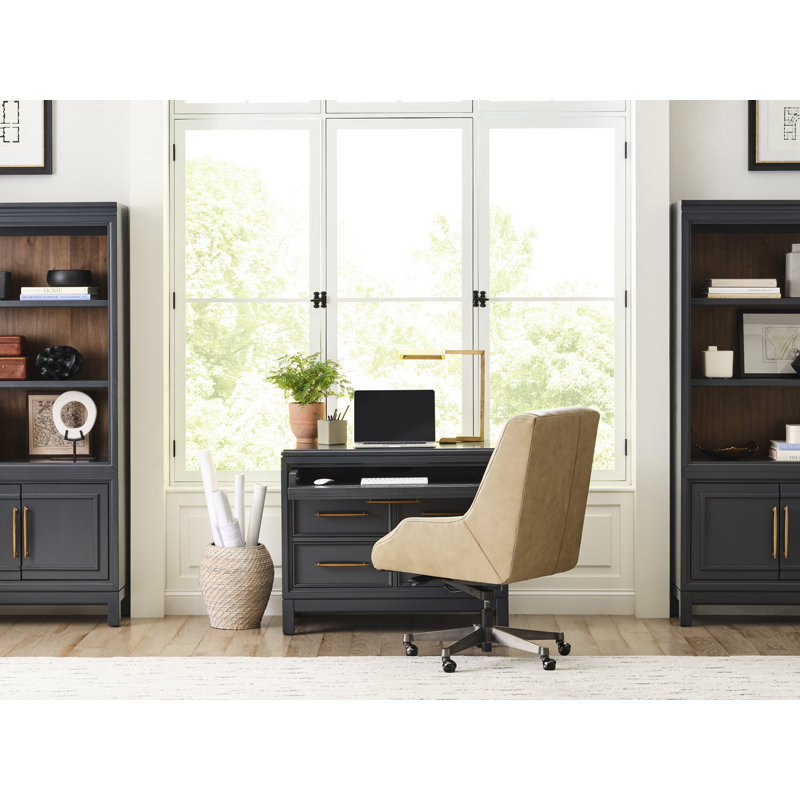 Fauteuil de direction en cuir beige Bennet