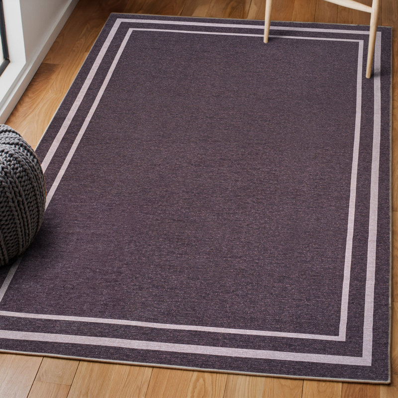 Tapis mauve foncé / mauve clair à 2 rayures Mariques Classic, Rectangle 3 pi 11 po x 6 pi