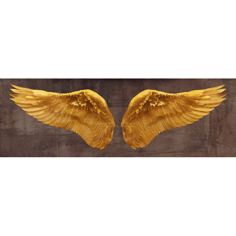 Angel Wings Gold by Joannoo - Wrapped Canvas Print, 40cm H x 120cm W x 4cm D