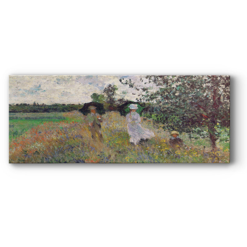 Promenade A Argenteuil 1875 par Monet sur toile, H 20 po x l 50 po x P 1,5 po