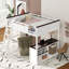 Grand lit mezzanine avec bureau, tablette ouverte et boîte de rangement, station de charge USB, blanc