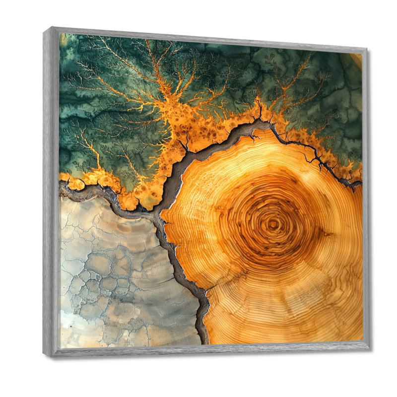 «Nyka Summer Birtchwood Wood Slide Landscape I», art mural forêt, Impression encadrée flottante, Argent argent