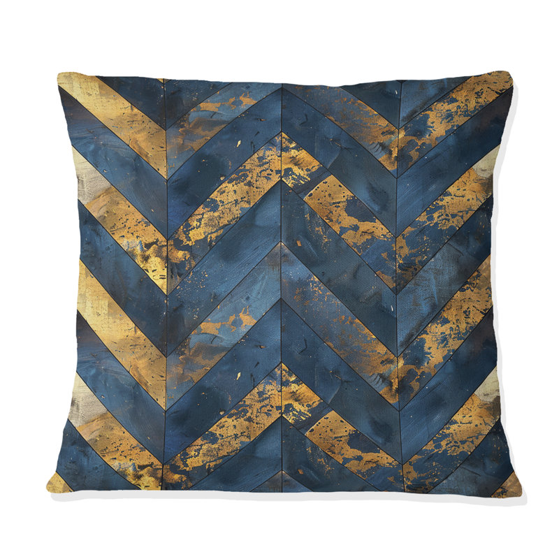 Coussin décoratif bleu à chevrons Glamour I - transitionnel, H 18 po x l 18 po