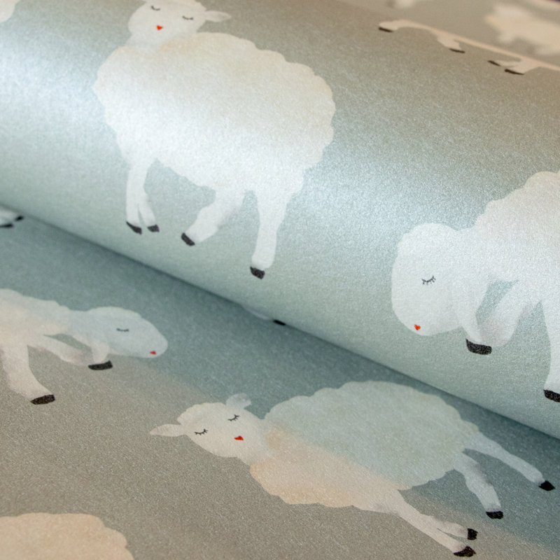 Detlef Smooth Glitter Sweet Sheep 10.05m x 53cm Wallpaper Roll, Grey