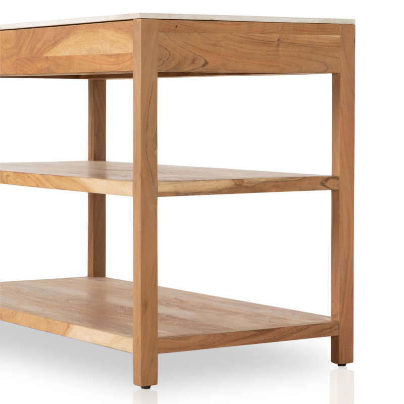 Indira Small Kitchen Island Prep Table, Smoked Acacia