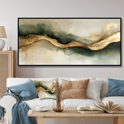 Abstract Liquid Ink Divide Fight Of Emerald II - Abstract Liquid ink Wall Art