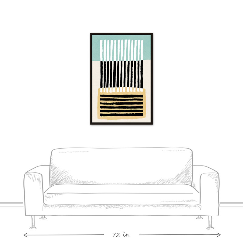 Rayures noires abstraites - Peinture, H 37,75 po x l 25,75 po x P 1,75 po, Toile brune avec cadre flottant