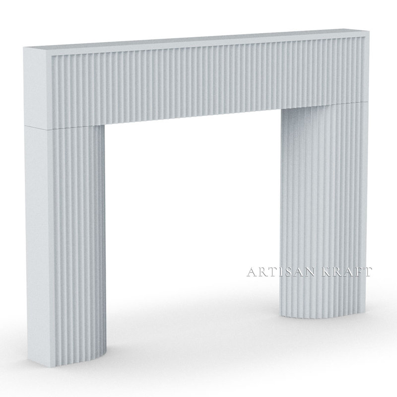 Encadrement de cheminée cannelé en pierre, Gris, H 56 po x l 80 po x P 8 po