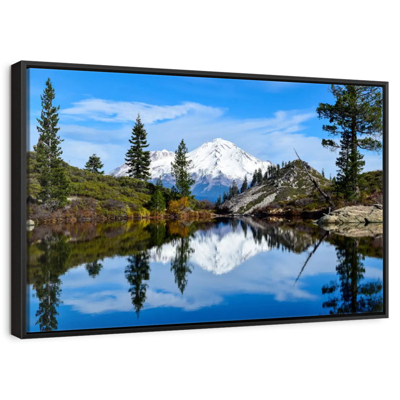 Lac Mount Shasta Heart, 25 po x 17 po, Cadre flottant noir