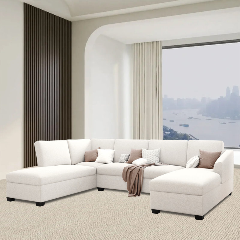 Canapé modulaire 3 pièces Ancell, Mélange de polyester beige