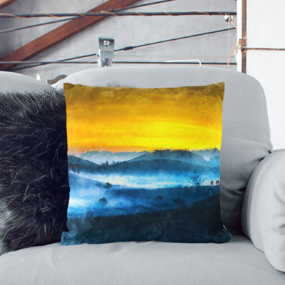 Sunrise over a Tea Plantation Cushion with Filling