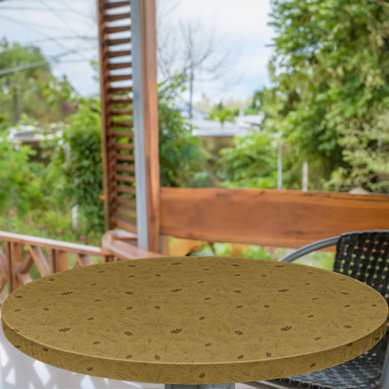East Urban Home Autumn Fitted Round Tablecloth Ginger Chocolate, 64.17" Round