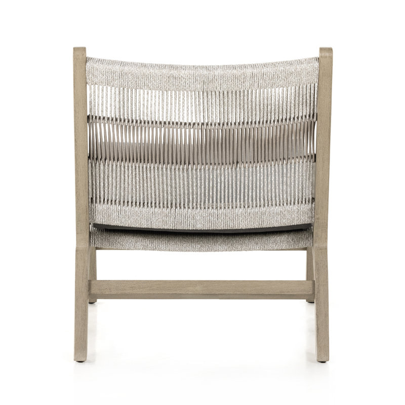 Julian Outdoor Teak Lounge Chair, Heathered Gray Rope, Weathered Gray