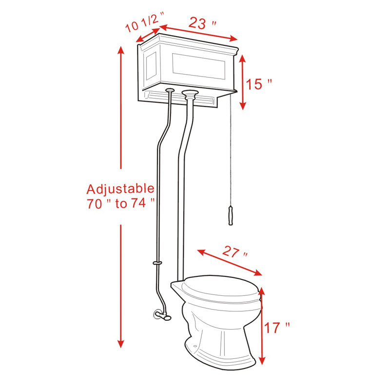 Elongated Wall Hung Toilet (Seat Not Included), Cherry/Chrome