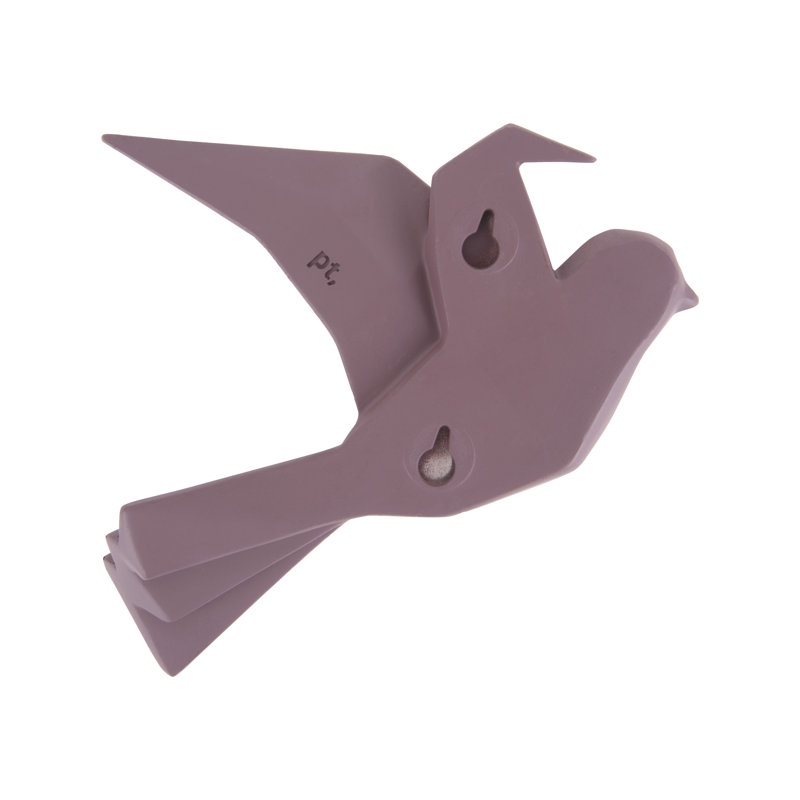 Origami Bird Wall Décor, 15.7cm H x 19cm W x 3.5cm D, Dark Purple