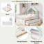 Lit maison avec lit gigogne, tablettes de tête de lit et tiroirs de rangement-354876129-354876128