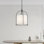 Moderne 18 po Lustre tambour 3 lumières avec abat-jour en tissu, luminaire suspendu avec abat-jour cage noir mat