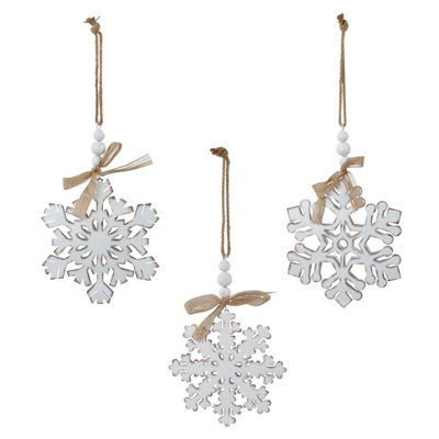 Snowflake Ornament Set/3 - Antique White