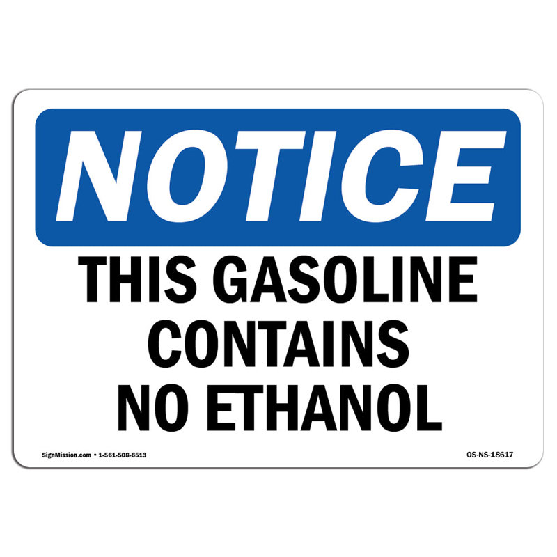 Ce panneau d'essence ne contient pas d'éthanol en aluminium 18 x 24