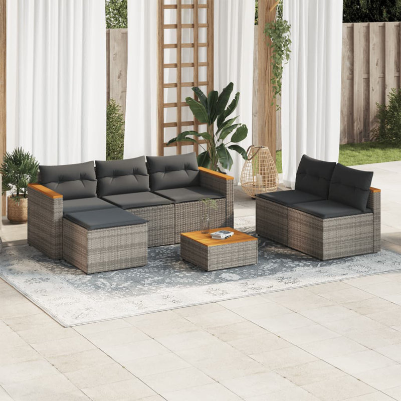  Garden Sofa Set Grey And Brown, Dark Gray Cushion/Gray Frame