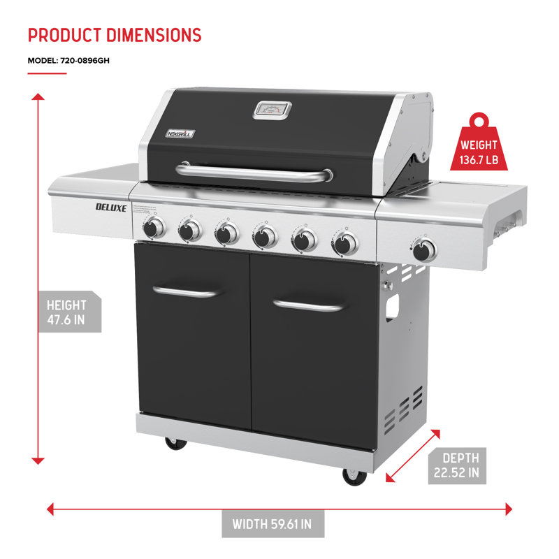 Nexgrill Deluxe 6-Burner Dual Fuel Propane Gas Grill - Thumbnail 4