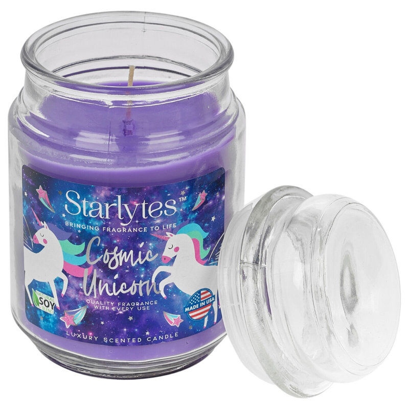 Scented Tumbler Candle with Glass Holder, Cosmic Unicorn