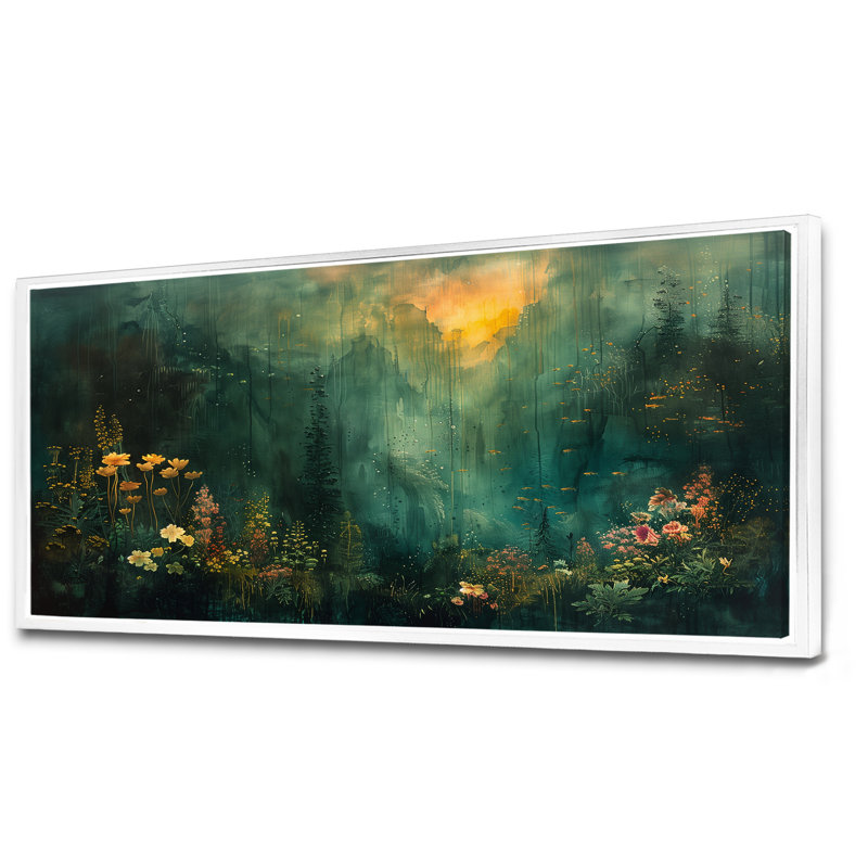 Forêt verte «Enchantment Forest», impressions encadrées, Toile avec cadre flottant, H 28 po x l 60 po, Blanc