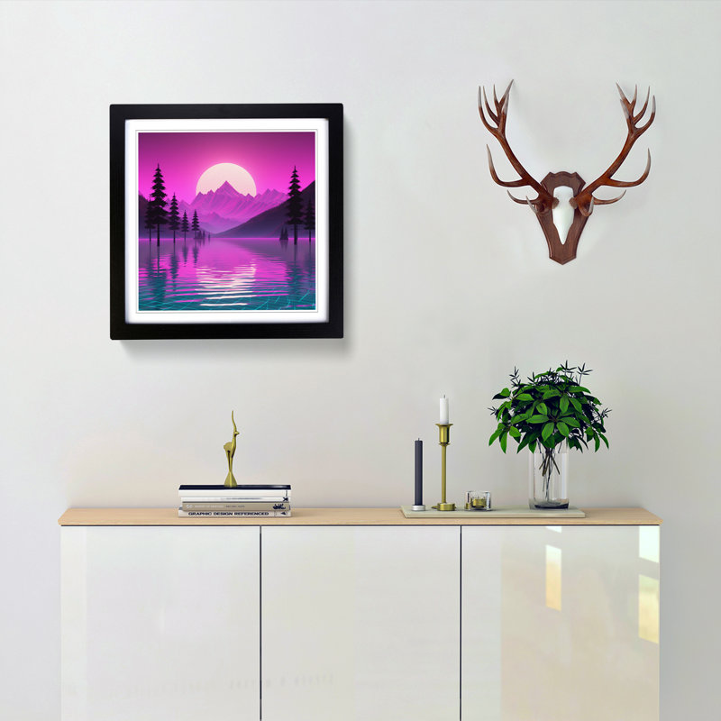Lake Vaporwave - Framed Print, Black
