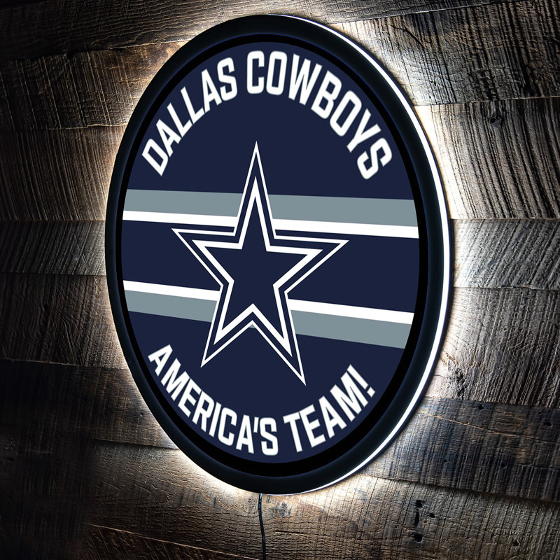 NFL Lighted Round LED Wall Sign Decor, NFL Dallas Cowboys