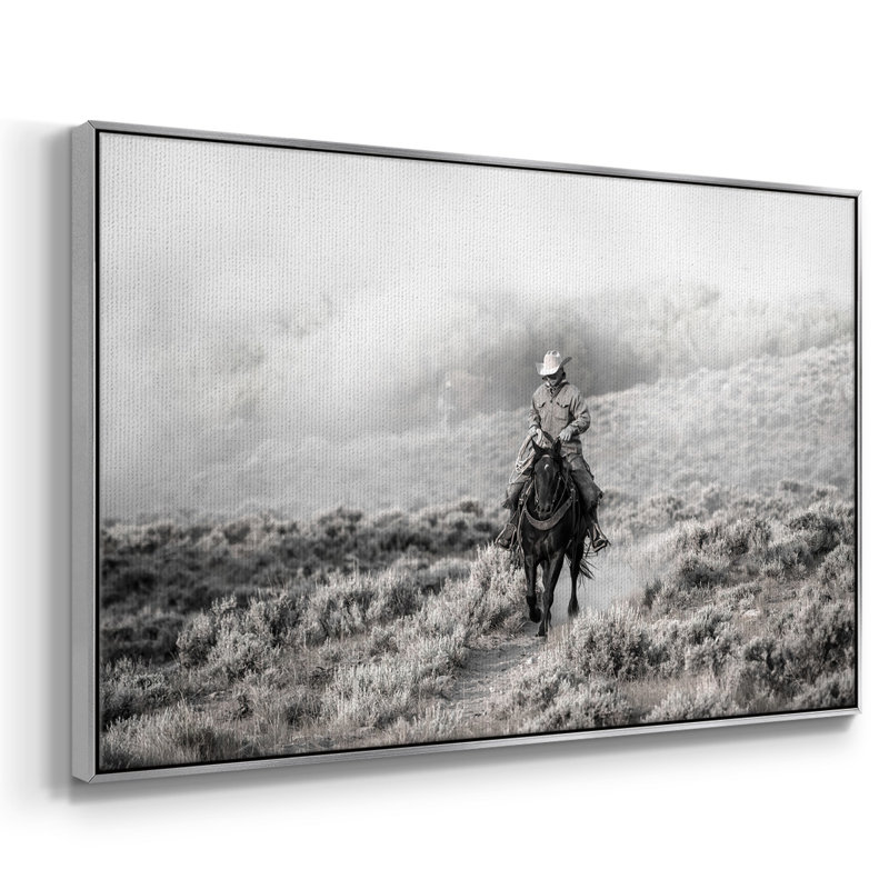 Cowboy, reproduction d'art sur toile, H 25 po x l 37 po x P 2 po, Argent