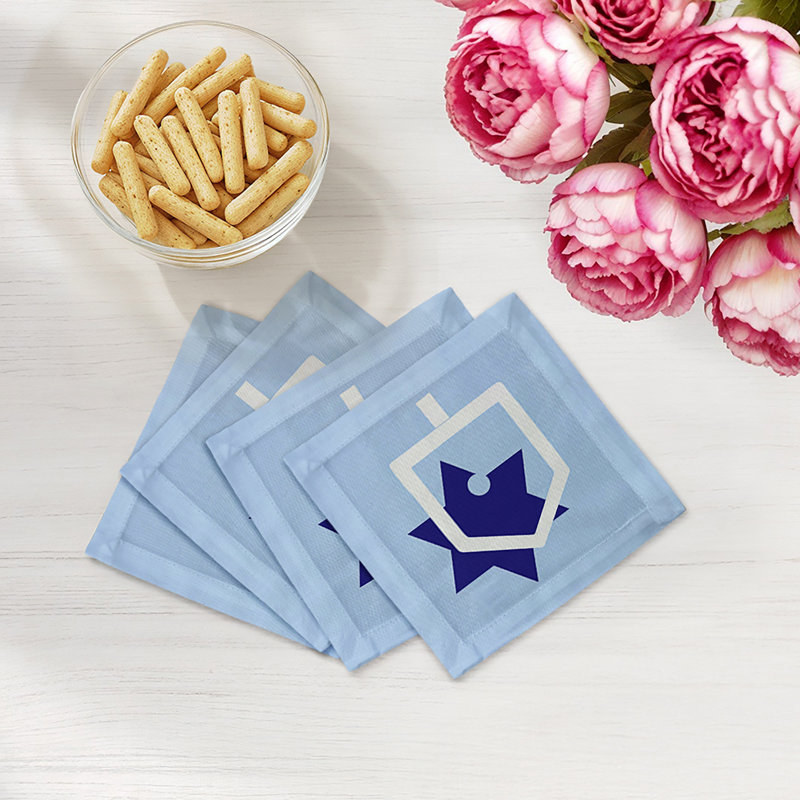 Hanukkah Dreidel Cotton Sateen Cocktail Napkins