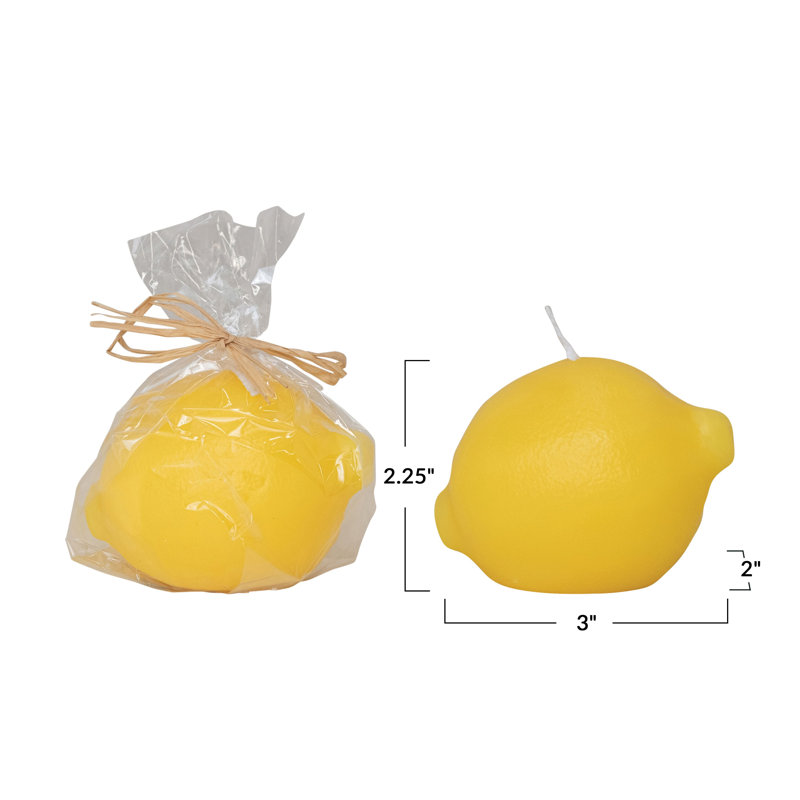 Bougie ronde en forme d'orange non parfumée, Citron