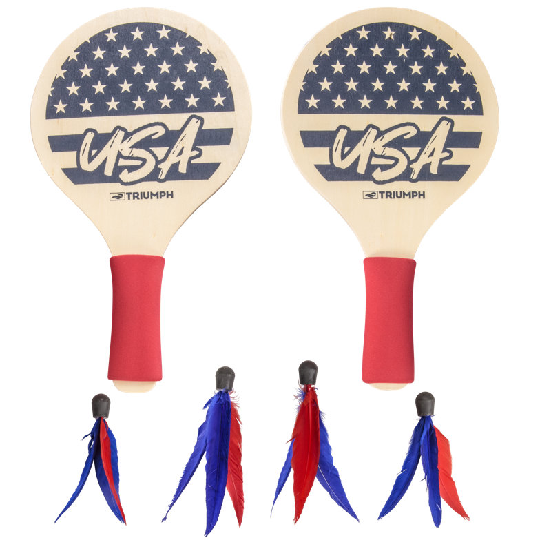 Triumph Sports – Set Badminton Rally Birdie Patriottico – 2 Racchette E 4 Volani – Borsa Inclusa