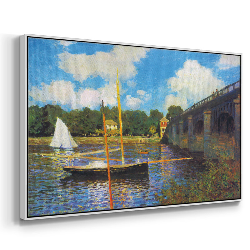 «The Road Bridge, Argenteuil» par Claude Monet - reproduction sur toile flottante, H 25 po x l 37 po x P 2 po, Blanc