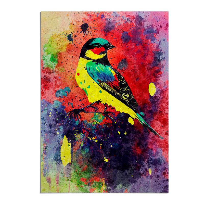 Splashed Bird No.4 Abstract - Wall Art, 59.4cm H x 42cm W, Paper, No Matte