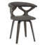 Chaise de salle à manger en bois Howzell revêtue de cuir avec structure en bois de peuplier teint et dossier ouvert-875269910