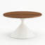 Ensemble de tables basses rondes 2 pièces, plateau de table à motif noyer avec base en acier, table basse multifonctionnelle (blanc et noyer)-731501656