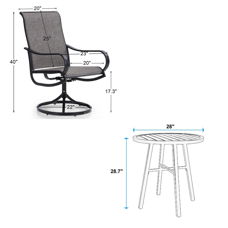 Alyah 2 - Person Patio Dining Set with Round Table