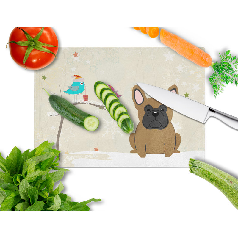 Planche à découper french bouledogue en verre caroline Christmas Presents, Brun
