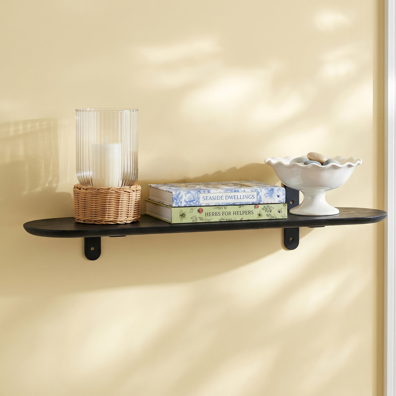 Poe Oval Bracket Shelf, Black, Black