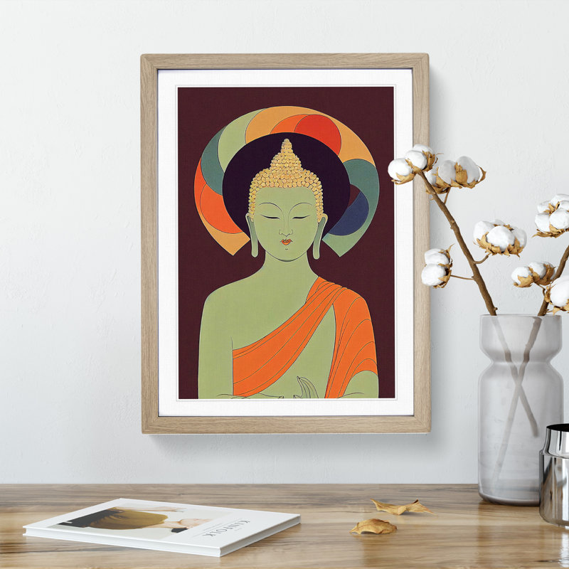 Artful Buddha - Framed Print, 34cm H x 25cm W x 2cm D, Oak Framed