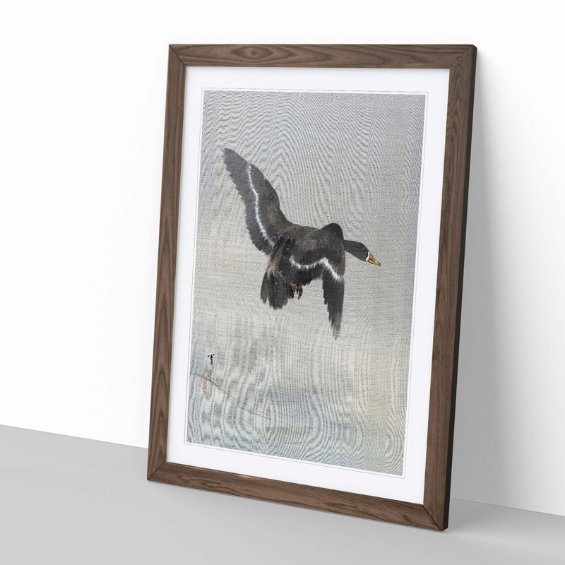 Flying Goose by Watanabe Seitei - Framed Print, Walnut, 76cm H x 50cm W x 2cm D